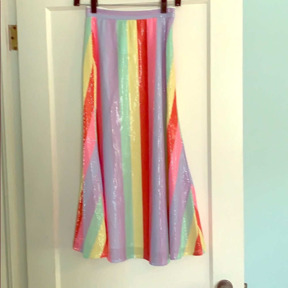 NWT Olivia Rubin rainbow sequin midi skirt